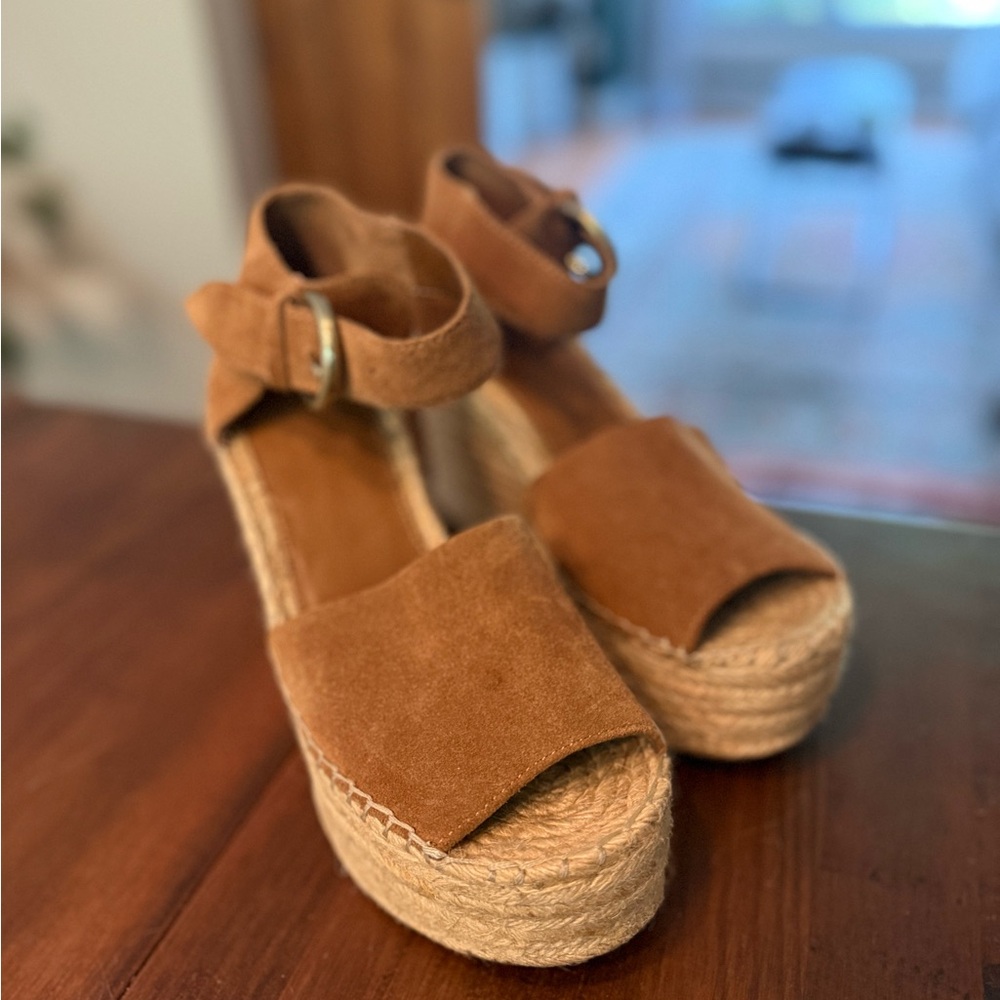 Marc Fisher Brown Suede Platform Sandals